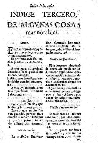 Indice tercero de algunas cosas mas notables.