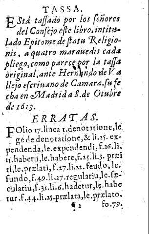 Tassa. Erratas.