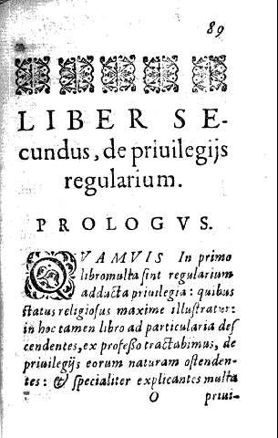 LIBER Secundus, de privilegiis regularium.