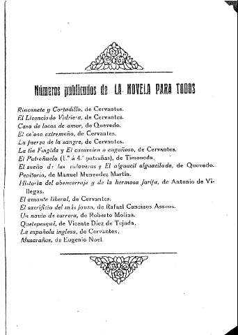 Números publicados de la Novela para todos.