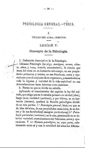 Psicología General. Tesis. Lección V.