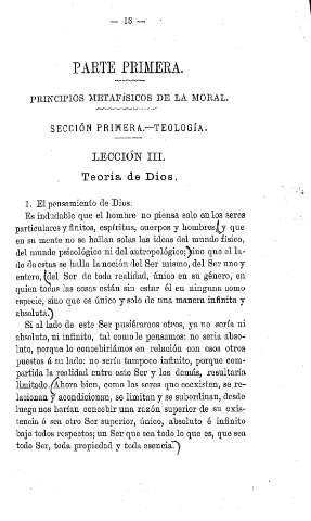 Parte Primera. Sección Primera. Teología. Lección III.