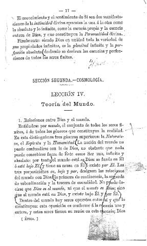 Sección Segunda. Cosmología. Lección IV.