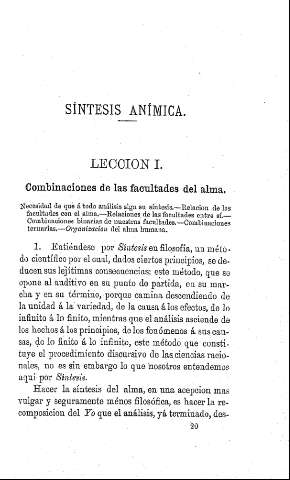 Síntesis anímica. Lección I.