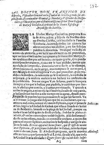 Al Doctor Don Francisco de Estrada, visitador en la Ciudad de Sevilla, y todo su Arzobispado, Examinador General, y Sinodal ...