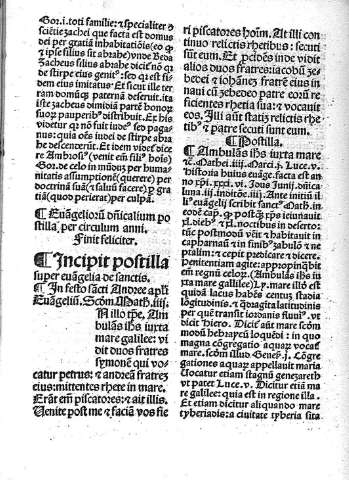 Incipit postilla super evangelia de sanctis