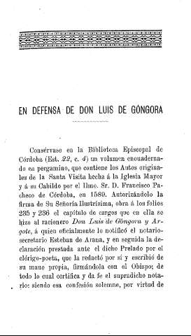 En defensa de Don Luis de Góngora