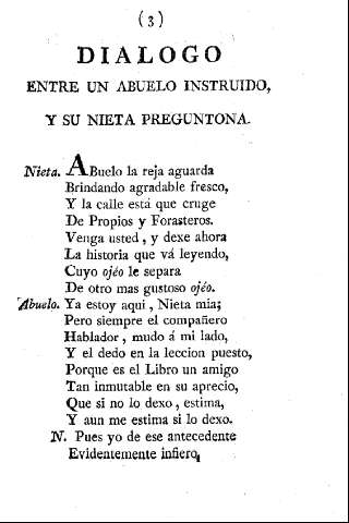 Dialogo entre un abuelo instruido, y su nieta preguntona.