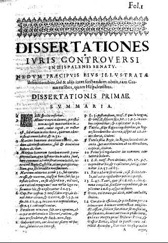 Dissertationes Iuris Controversi in Hispalensi senatu.
