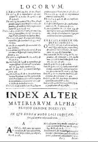 Index alter materirum alphabetico ordine digestus.
