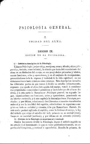 Psicología general. I. Unidad del alma