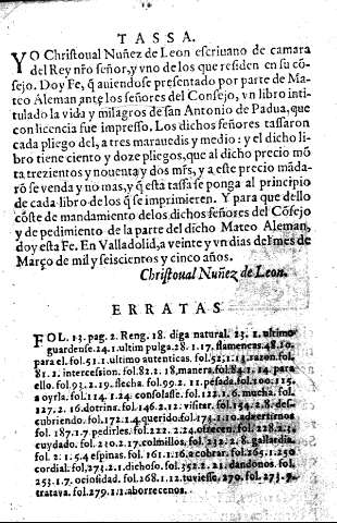 Tassa. Erratas