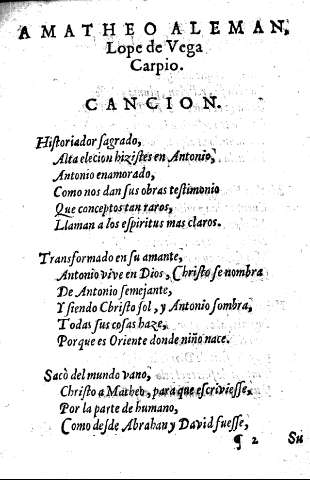 A Matheo Aleman: Lope de Vega Carpio.