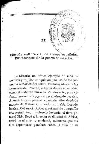 II. Elevada cultura de los árabes españoles. Eflorescencia de la poesía entre ellos