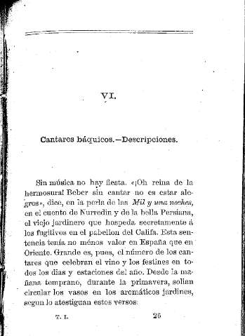 VI. Cantares báquicos. - Descripciones