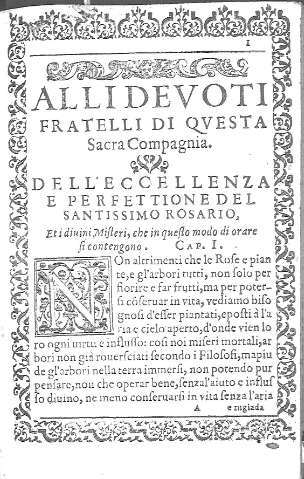 [Del Lecoellenza e Perfettione del Santissimo Rosario] A