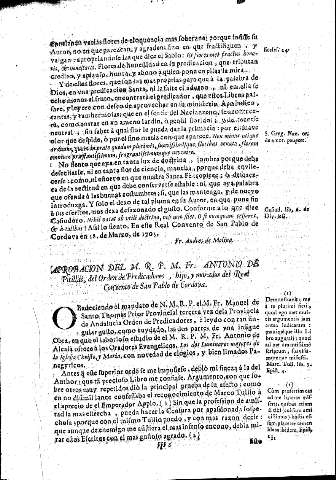 Aprobacion del M.R.P.M. Fr. Antonio de Pitillas