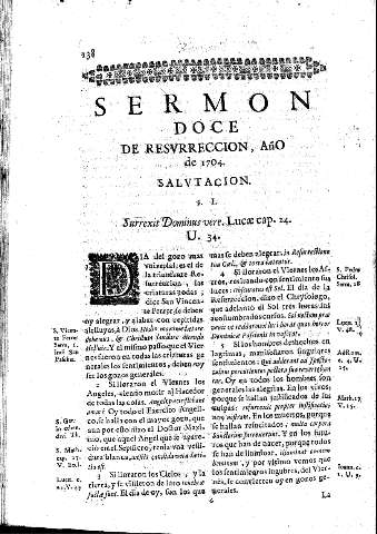 Sermon Doce. De Resvrreccion. Año de 1704
