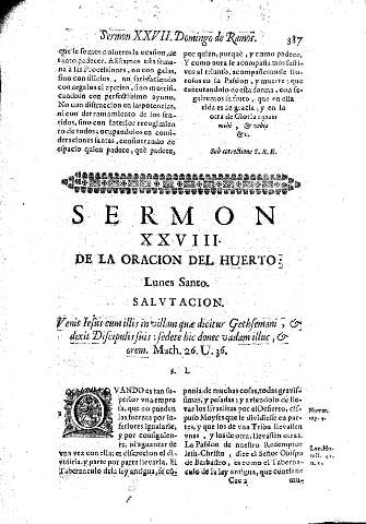 Sermon XXVIII. De la Oracion del Huerto. Lunes Santo