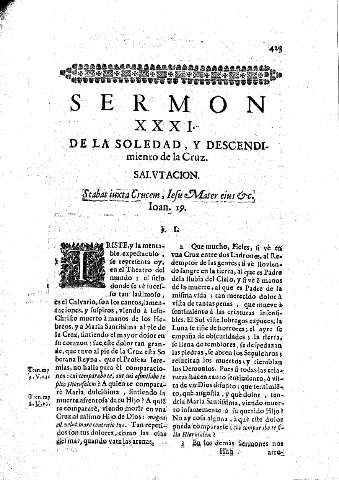 Sermon XXXI. De la Soledad y Descendimiento de la Cruz
