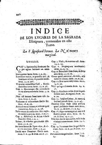 Indice de lo Lvgares de la Sagrada Escriptura, contenidos en este Tomo
