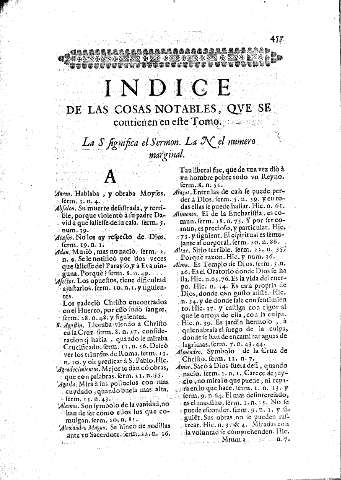 Indice de las cosas notables qve se contienen en este Tomo