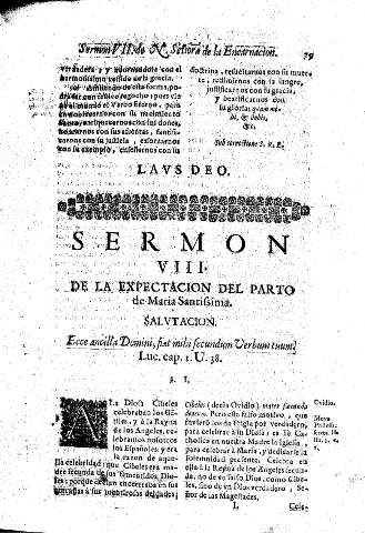 Sermon VIII. De la Expectacion del Parto de Maria Santisima