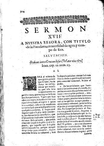 Sermon XVII. A Nvestra Señora con titvlo de la Fuensanta, en necesidad de agua y tiempo de seca