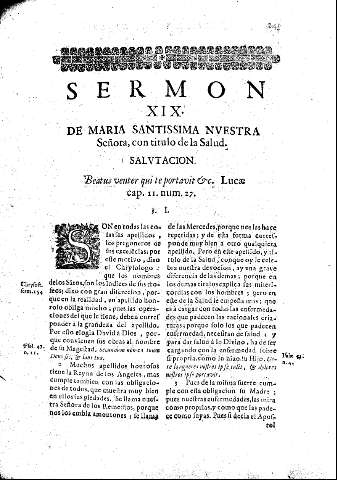 Sermon XIX. De Maria Santissima Nvestra Señora con titulo de la Salud