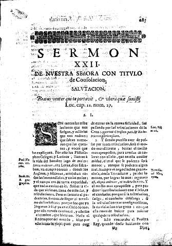 Sermon XXII. De Nvestra Señora con titvlo de Consolacion