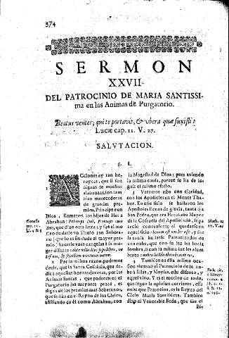 Sermon XXVII. Del Patrocinio de Maria Santissima en las Animas del Purgatorio