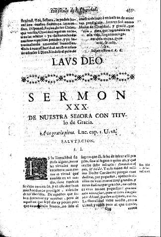 Sermon XXX. De Nuestra Señora con titvlo de Gracia