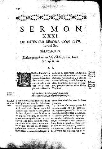 Sermon XXXI. De Nuestra Señora con titvlo del Sol