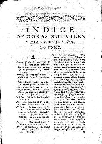 Indice de cosas notables y palabras deste Segvndo Tomo