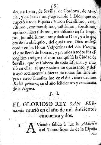 I. El glorioso Rey San Fernando mudiò en el año de 1252