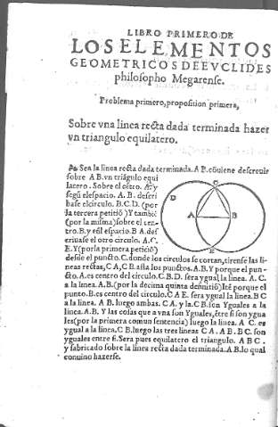 Libro de los elementos geometricos de Euclides...
