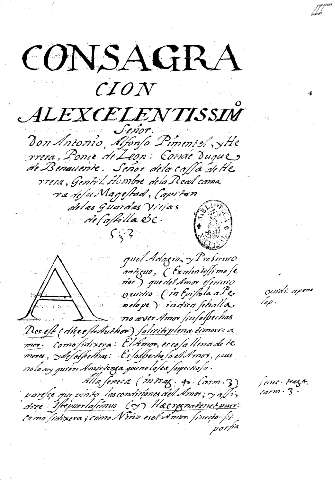 Consagración al Excelentissimo Señor Don Antonio, Alfonso Pimentel,...