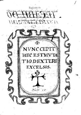 Nvnc cepit hec estmvtatio d extere excelsis