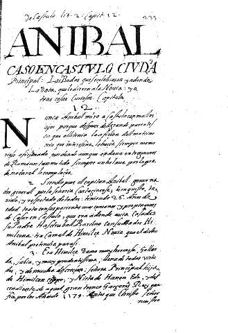 Anibal caso en Castulo civdad Principal. Capitulo 12