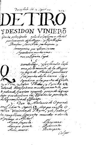 De Tiro y desodon vinieron gentes principales... Capit. 15