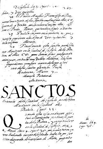 Sanctos naturales de la ciudad de Castulo.. Capit. 15