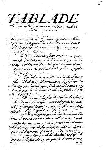 Tabla de los capitulos contenidos en toda la obra.