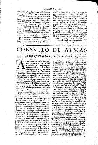Consvuelo de almas escrvpvlosas, y sv remedio