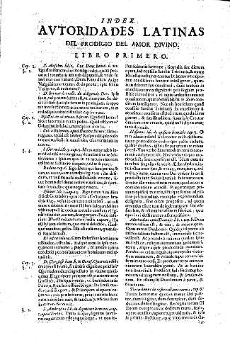 Index. Avtoridades latinas del prodigio del amor Divino