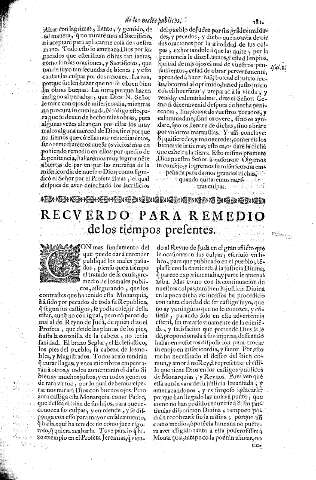 Recverdo para remedio de los tiempos presentes