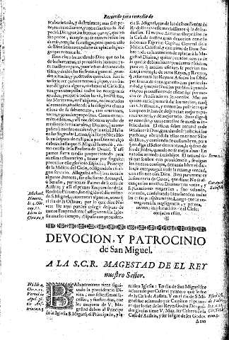 Devocion y patrocinio de San Miguel