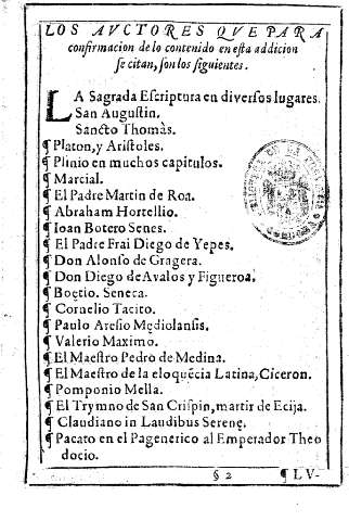 Los autores que para confirmacion de lo contenido en esta addicion se citan, son los siguientes ...