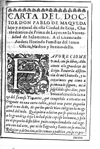 Carta del doctor Don Pablo de Maqueda ...