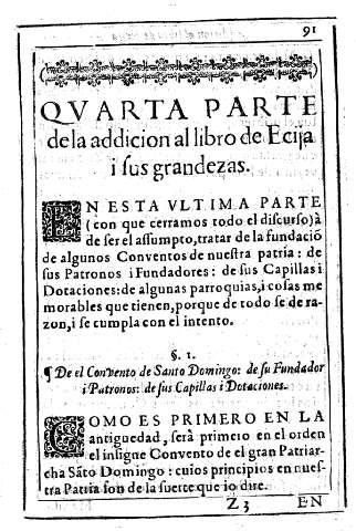 Quarta parte de la addcion al libro de Ecija i sus grandezas.