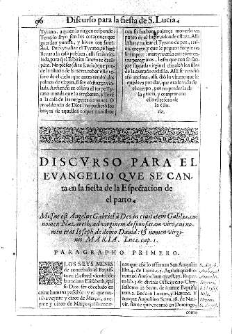 Discurso para el Evangelio que se canta en la fiesta de la Espectacion de el parto.